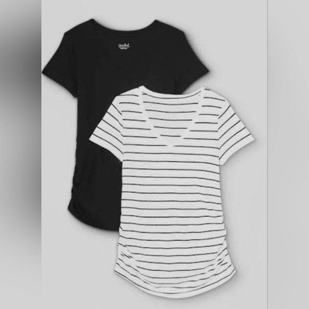 Set of 2 Isabel Maternity Side Shirred V-Neck T-Shirts XXL - LAST SET!!!